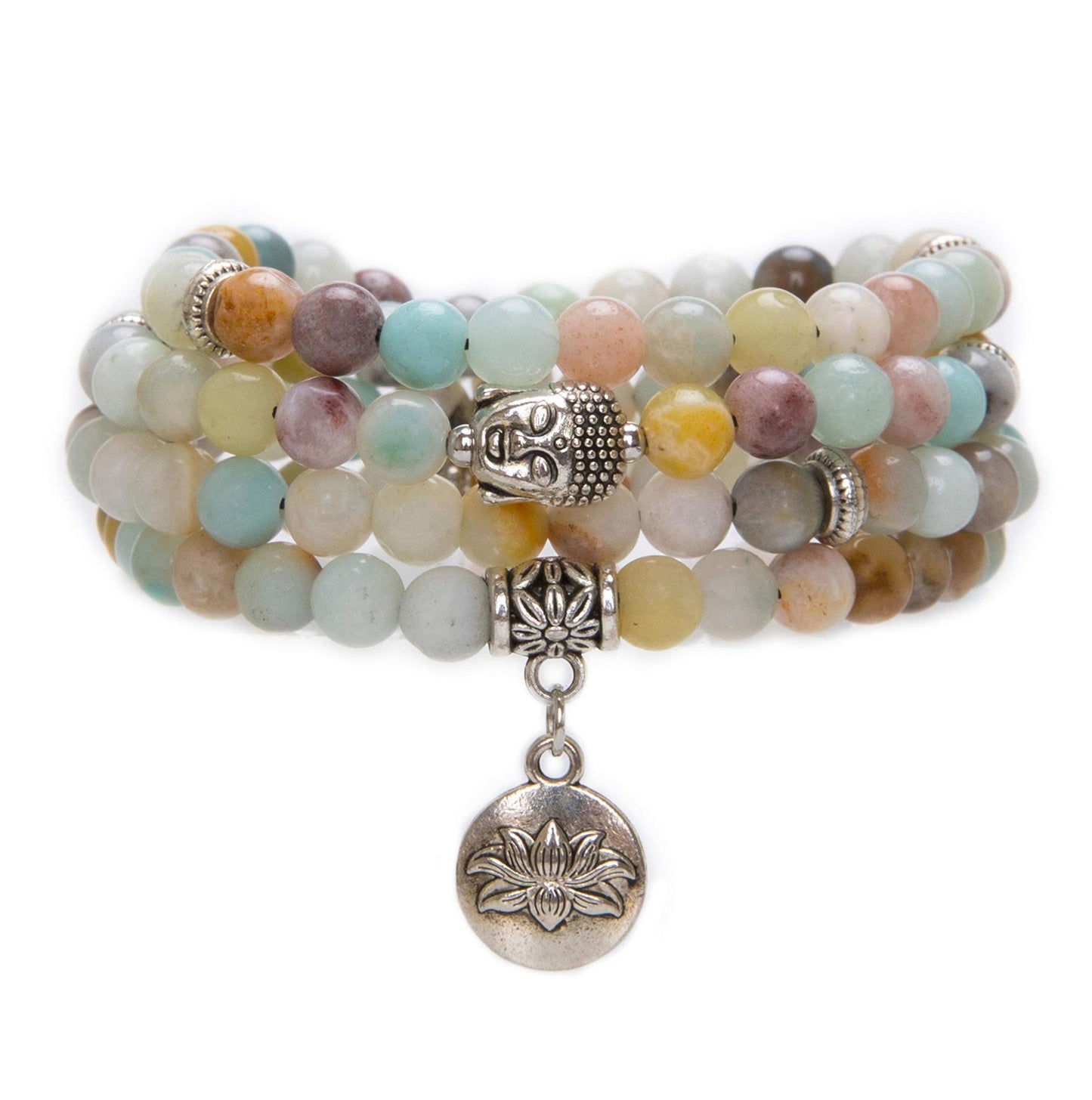 Minimalist Unisex Turquoise Lotus Pendant Wrap Bracelet