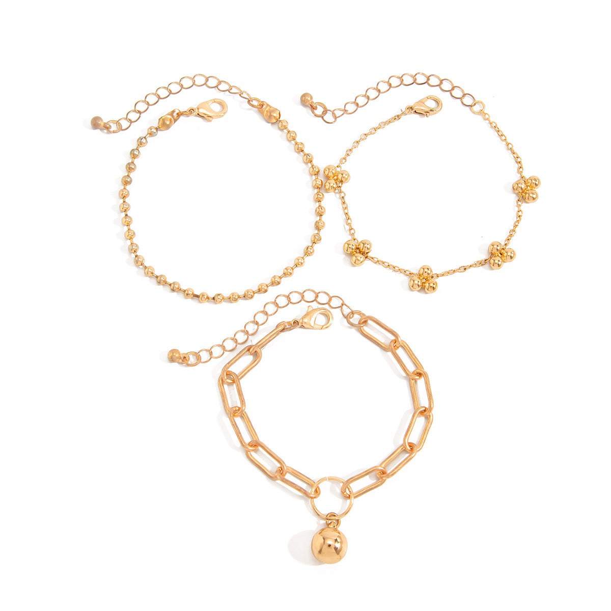 Minimalist Punk Hip-hop Zinc Alloy Plated Round Ball Bracelet for Women