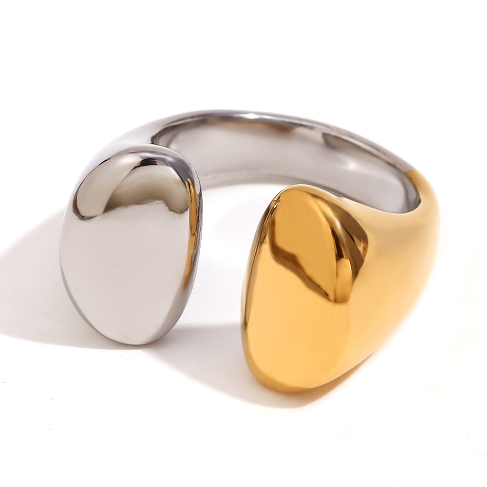 Anello geometrico minimalista da donna in acciaio inossidabile placcato oro 18 carati