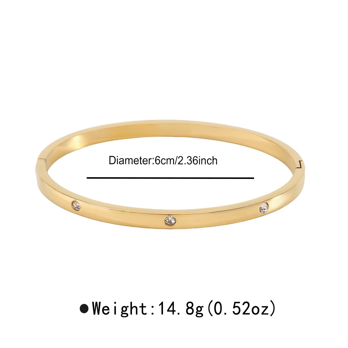 Pulsera de Acero Inoxidable Geométrica Minimalista con Incrustaciones de Circonita y Cierre de Resorte