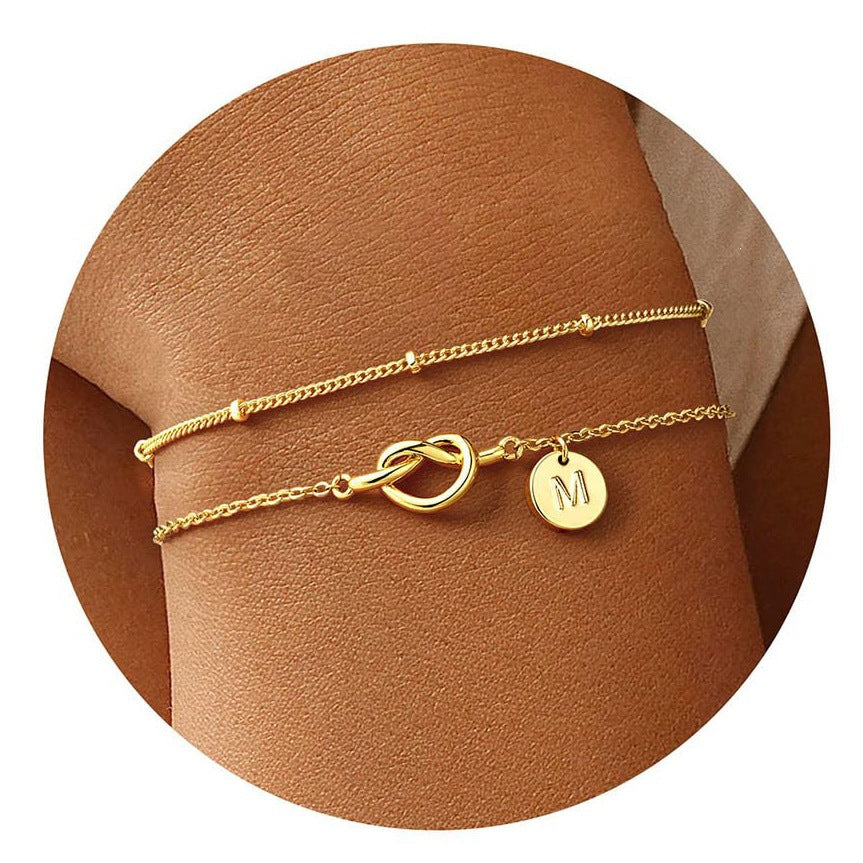 Fashion Layered Stainless Steel Letter Bracelet for Women