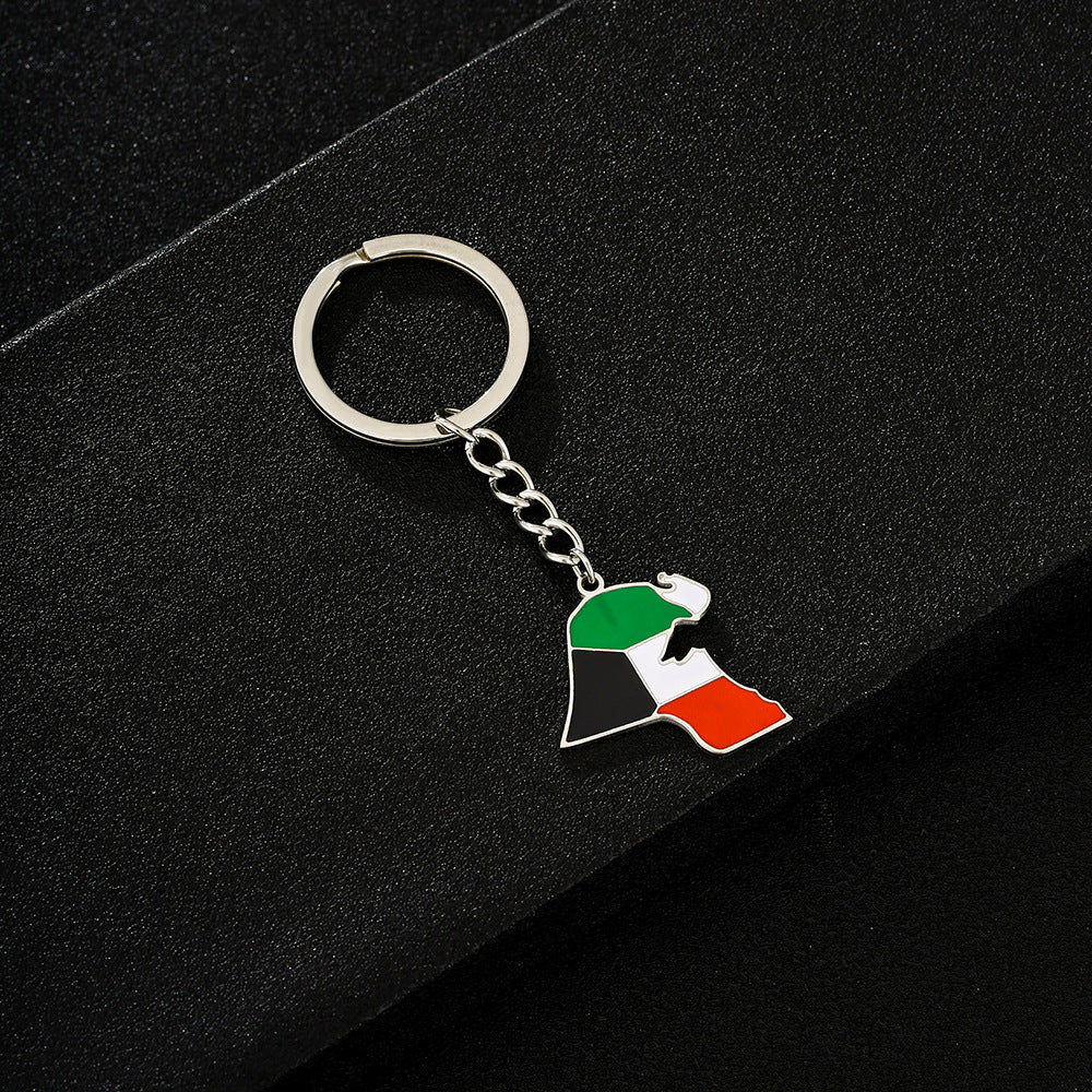 Colgante de Llavero de Acero Inoxidable con Esmalte en Forma de Corazón Estilo Étnico para Hombres y Mujeres