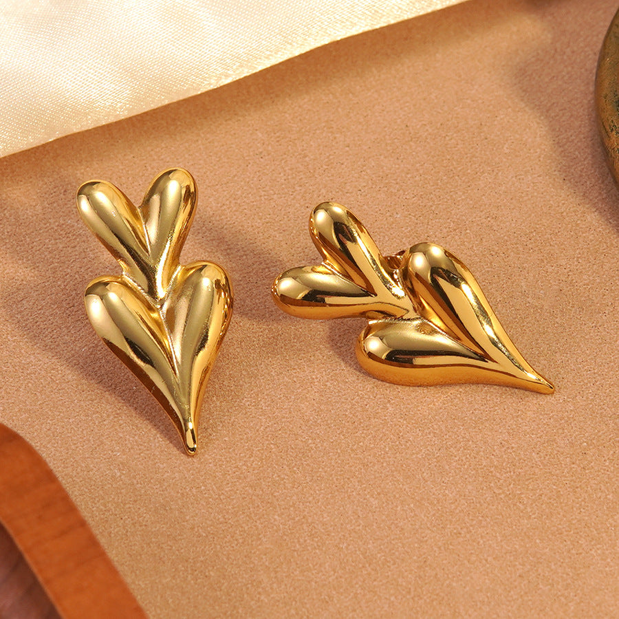 Luxury Geometric Heart Stainless Steel Earrings for Women
