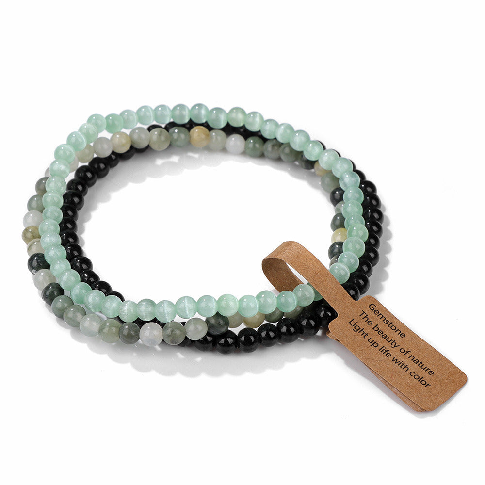 Vintage Geometric Agate Beaded Bracelet Unisex Natural Stone Jewelry