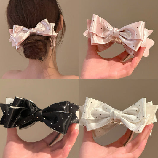 Elegant Bow-Shaped Acrylic and Fabric Twist Hair Clip for Women with Handcrafted Detailing