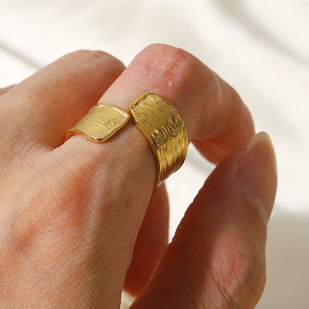 Anello Regolabile in Acciaio Inossidabile con Placcatura in Oro 18K, Forma Geometrica, Gioielli alla Moda per Donne