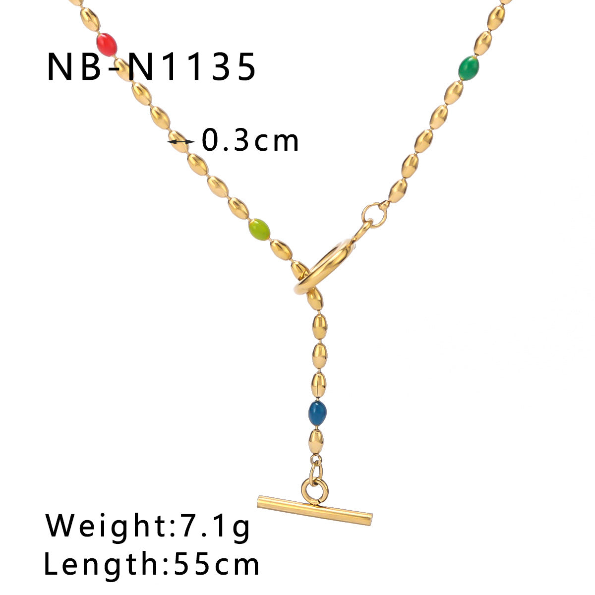 Retro French Sweet Colorful Resin Bead Minimalist Geometric Pendant Necklace for Women with Stainless Steel Chain and 18K Vacuum Plating