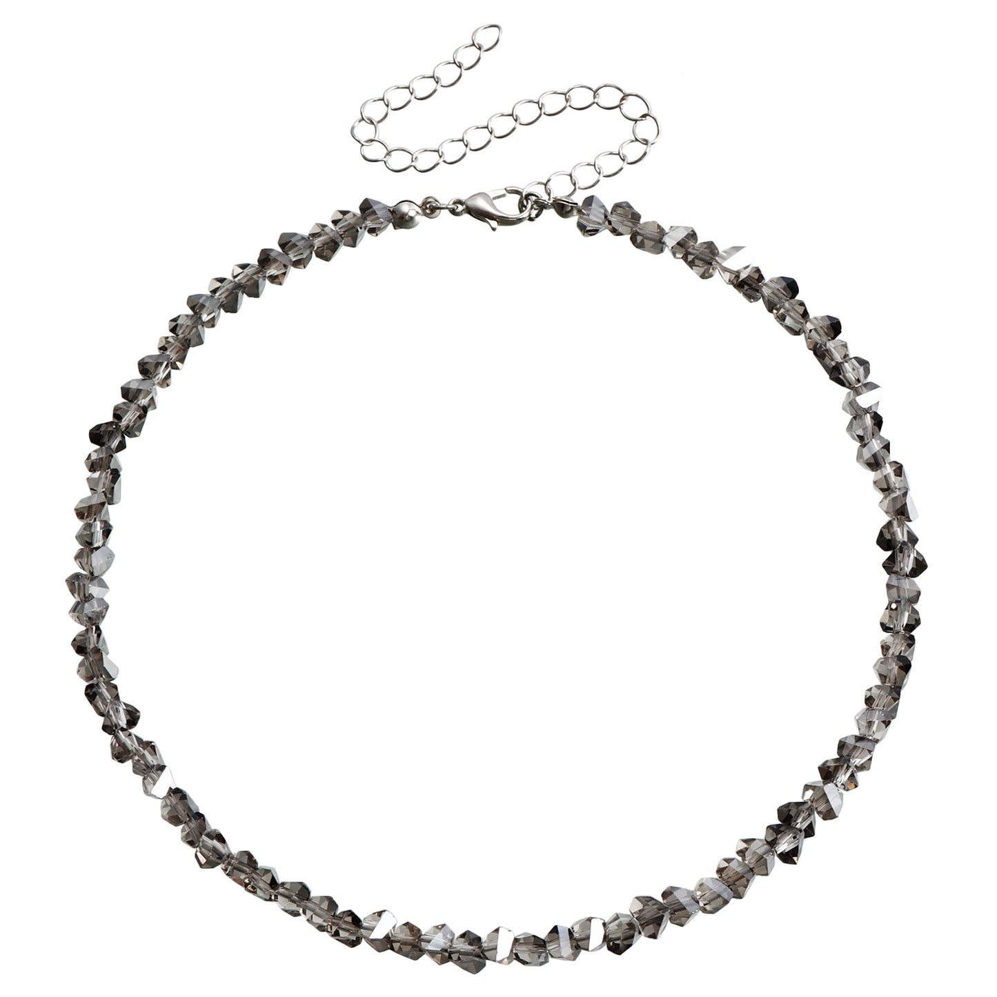 Collar de cuentas de cristal negro estilo geométrico para mujer con acabado chapado y diseño de cadena para clavícula