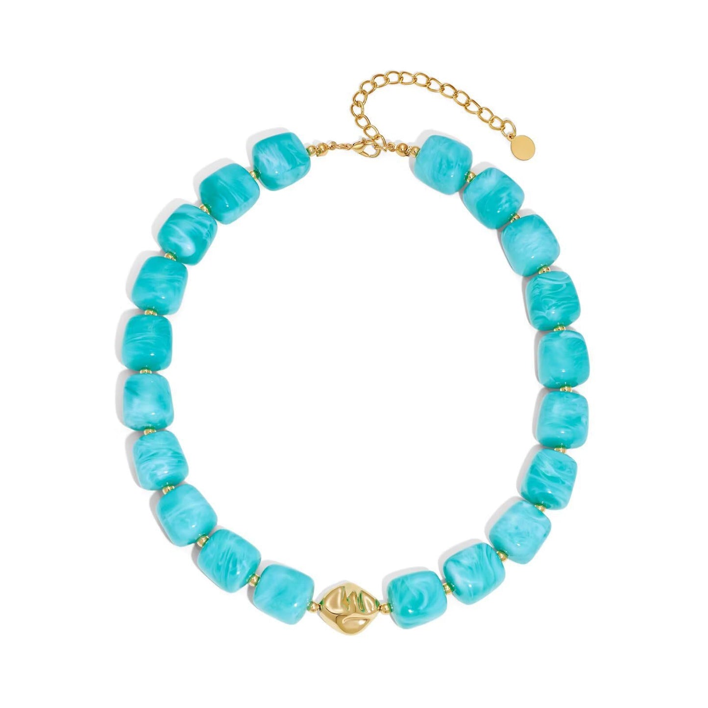 Luxury Geometric Resin Pendant Acrylic Ball Chain Necklace for Women
