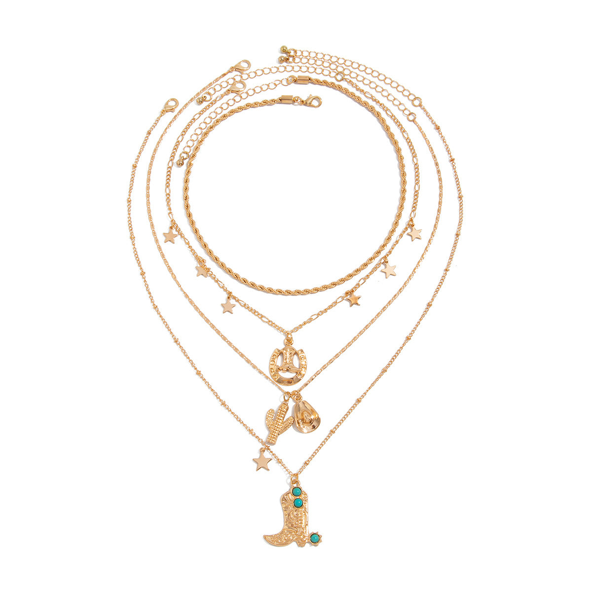 Collana con ciondolo a stella geometrica retrò con nappa e catena a corda da donna