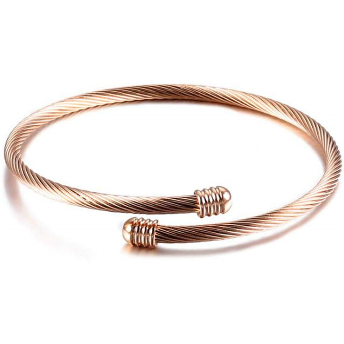 Minimalist Stainless Steel Wire Open Cuff Bracelet with Polished Finish Adjustable for Women