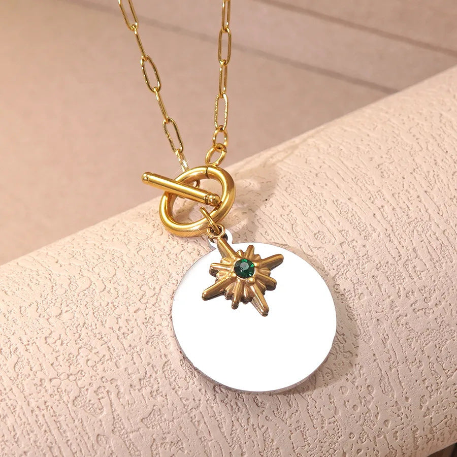 Minimalist Luxury Eight-Pointed Star Geometric Stainless Steel Plated Necklace for Women