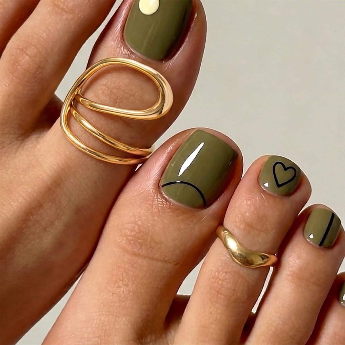 Geometric Hollow Polished Alloy Toe Ring Set for Women