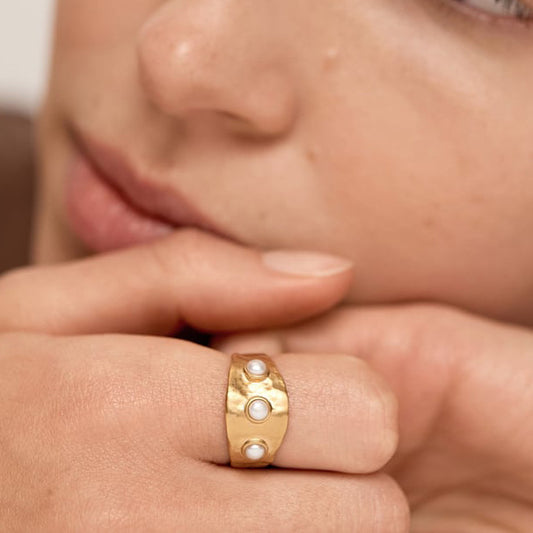 Anillo Geométrico de Acero de Titanio con Acabado Galvanizado para Mujer Accesorio de Moda Minimalista Joyería Hipoalergénica de Acero Inoxidable