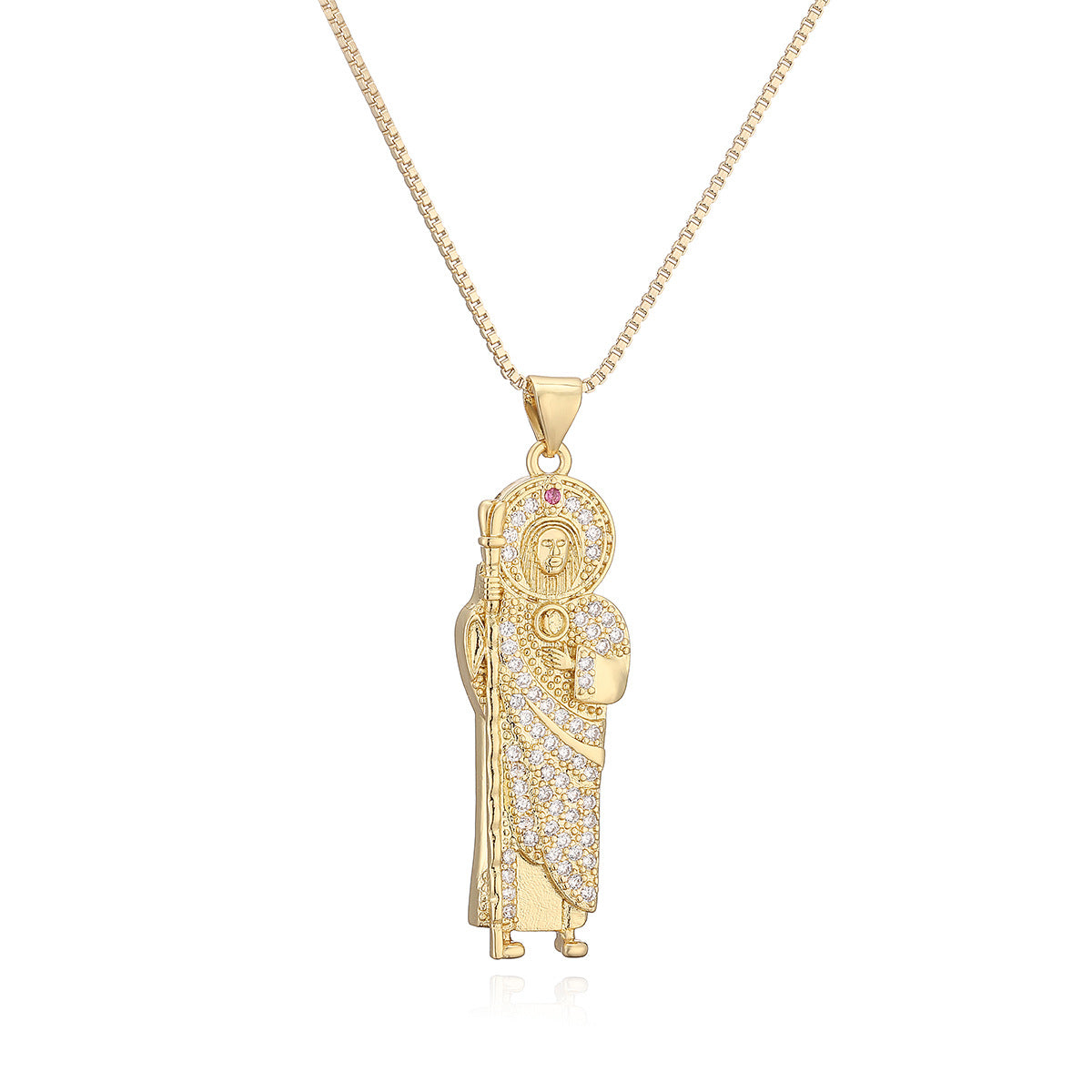 Minimalist 18K Gold Plated Brass Geometric Pendant with Cubic Zirconia for Women