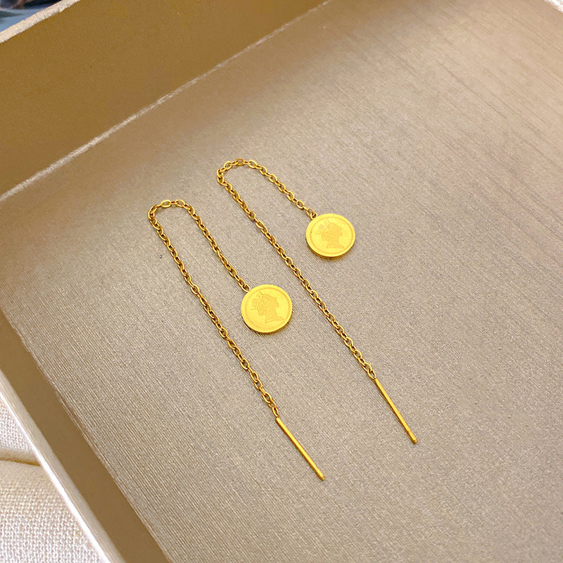 Minimalist Elegant Floral Titanium Steel Drop Earrings for Women