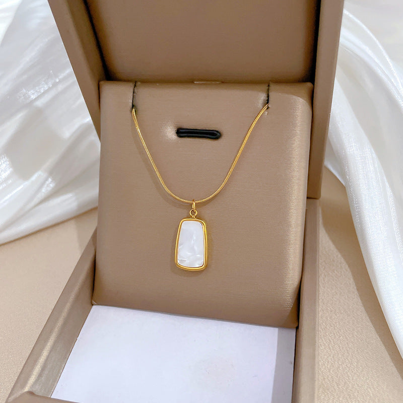 Geometric Snake Chain Necklace for Women Titanium Steel Plated Locket Necklace