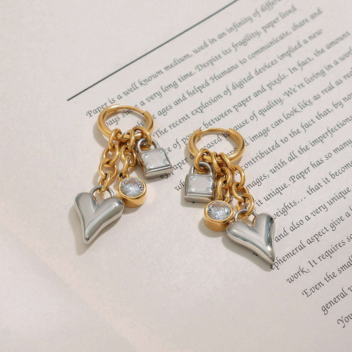 Minimalist Elegant Heart Plated Stainless Steel Earrings for Women