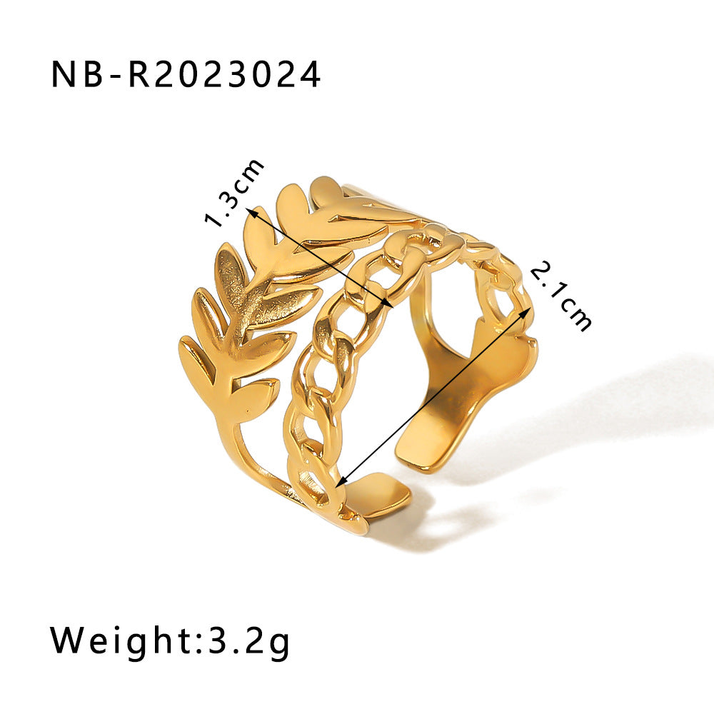 Minimalist Heart-Shaped Geometric Stainless Steel Open Ring for Women with 18K Vacuum Plating Finish