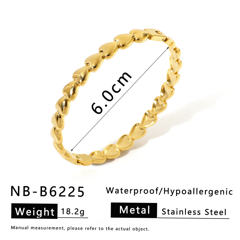 Bracciale Minimalista da Donna a Giunzione di Bambù Stellata in Acciaio Inossidabile con Placcatura Sottovuoto in Oro 18K Design Geometrico