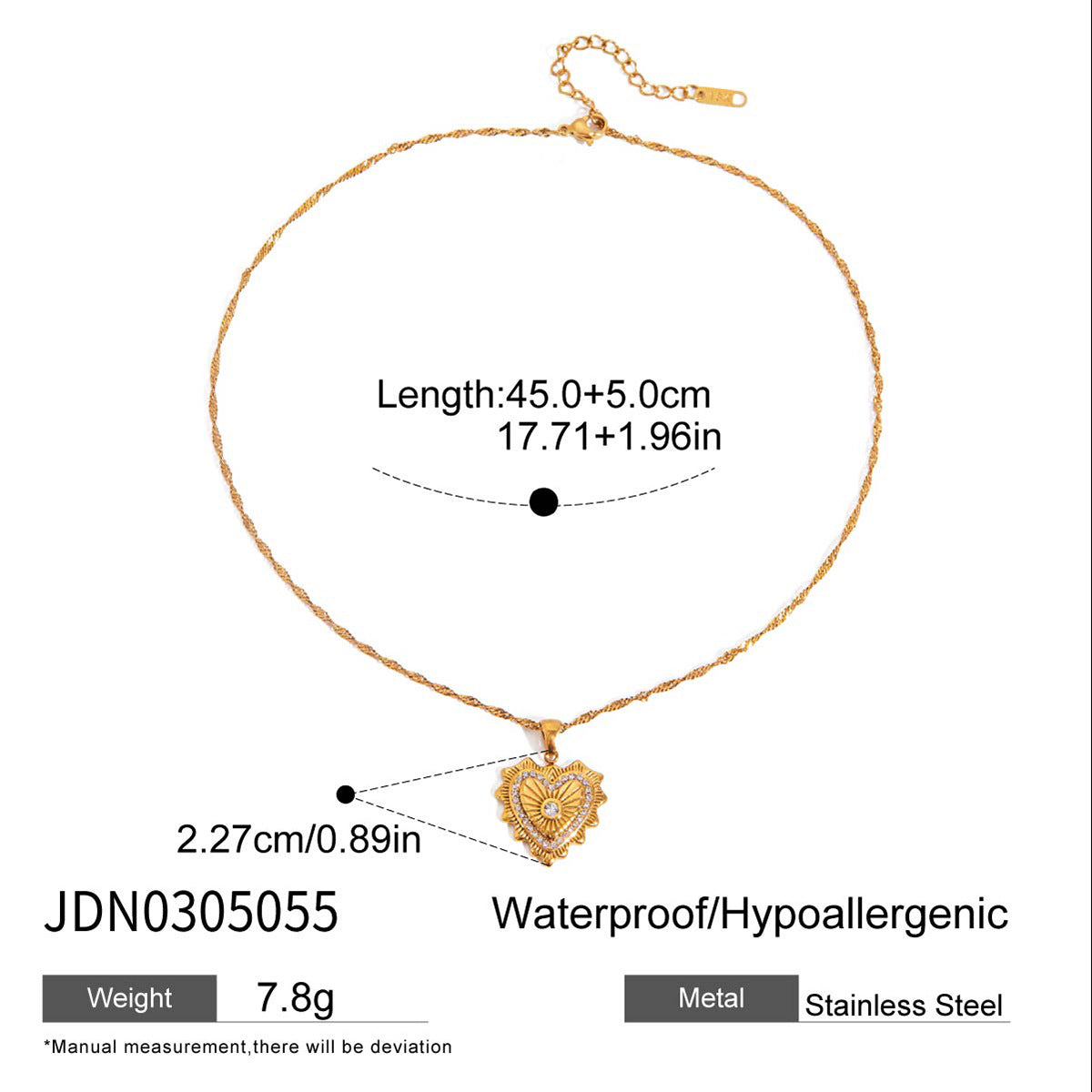 Heart Shaped Plated Stainless Steel and Titanium Steel Jewelry Set for Women