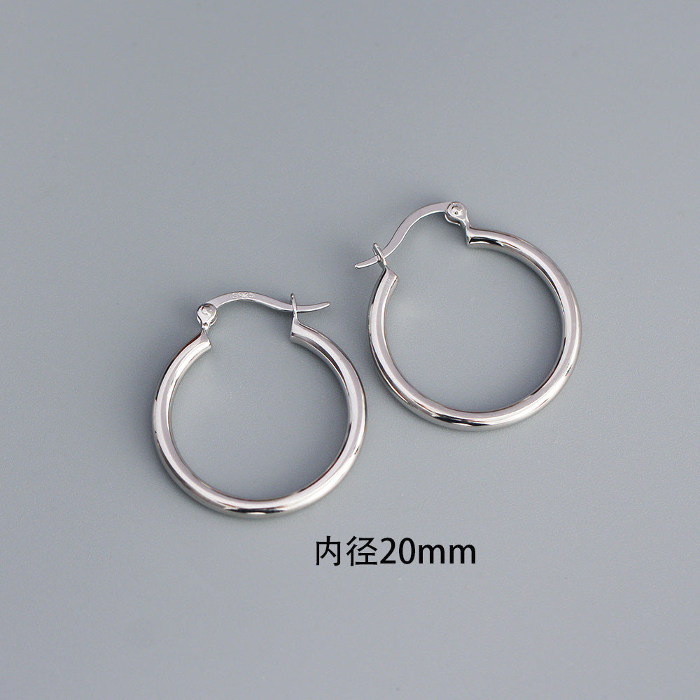 Minimalist 925 Sterling Silver Polished Round Geometric Hoop Earrings for Women