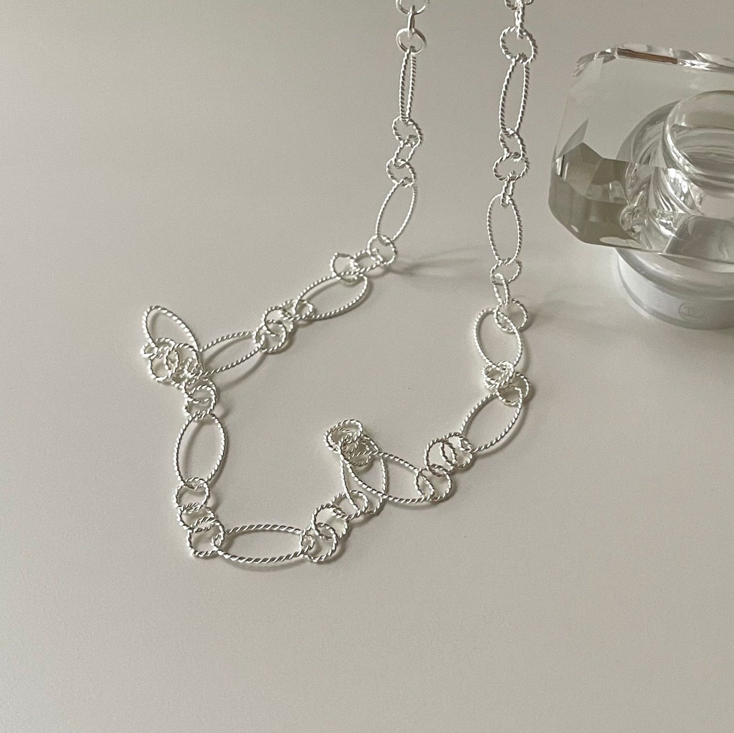Minimalist Sweet 925 Sterling Silver Geometric Polished Necklace with Floral Motif Snake Chain