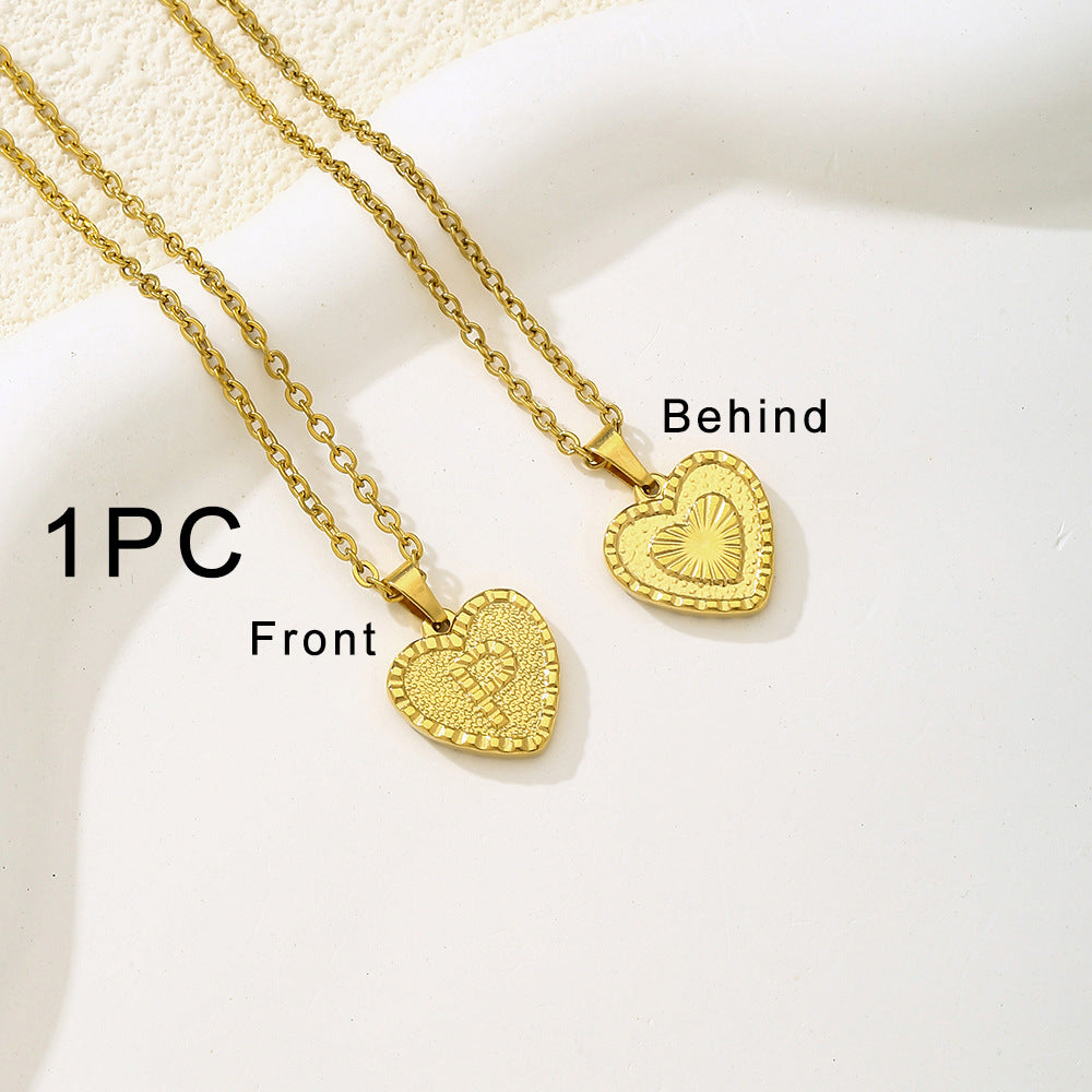 Elegante collana con ciondolo a forma di cuore in acciaio inossidabile con lettera, per donna, finitura placcata, stile catena O