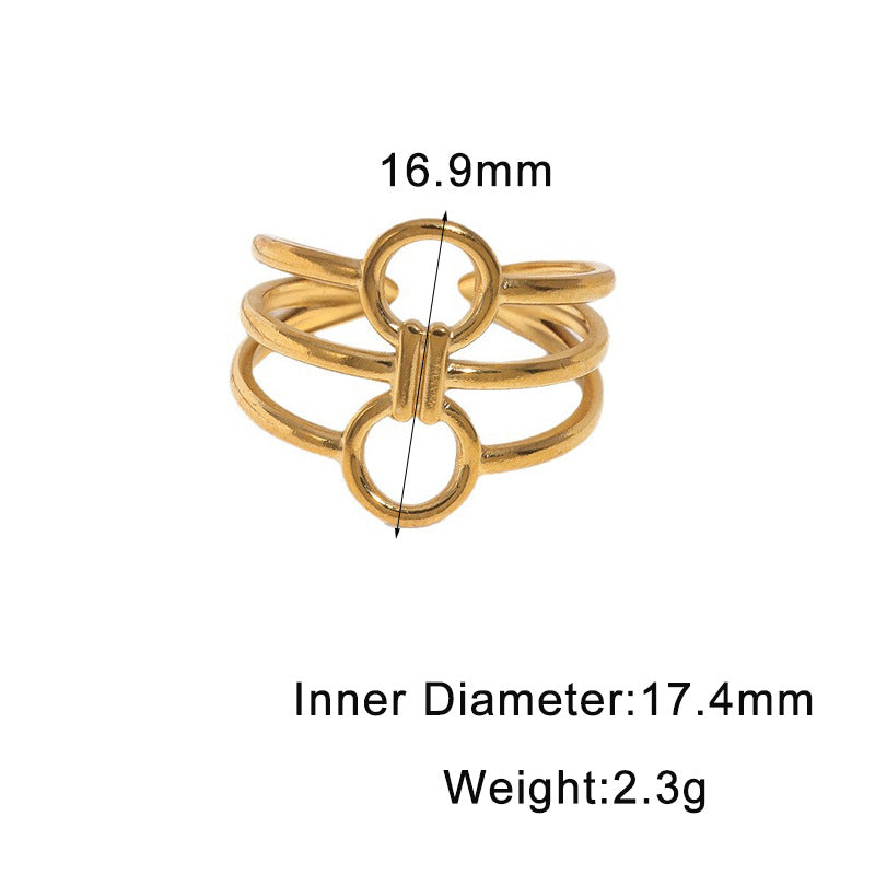 Minimalist Geometric Round Stainless Steel Plated Adjustable Ring for Women