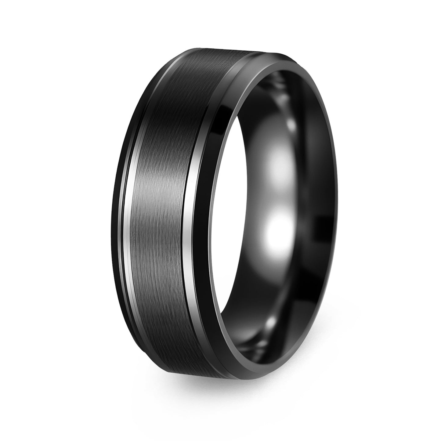 Anillo geométrico redondo unisex de acero inoxidable chapado mate minimalista