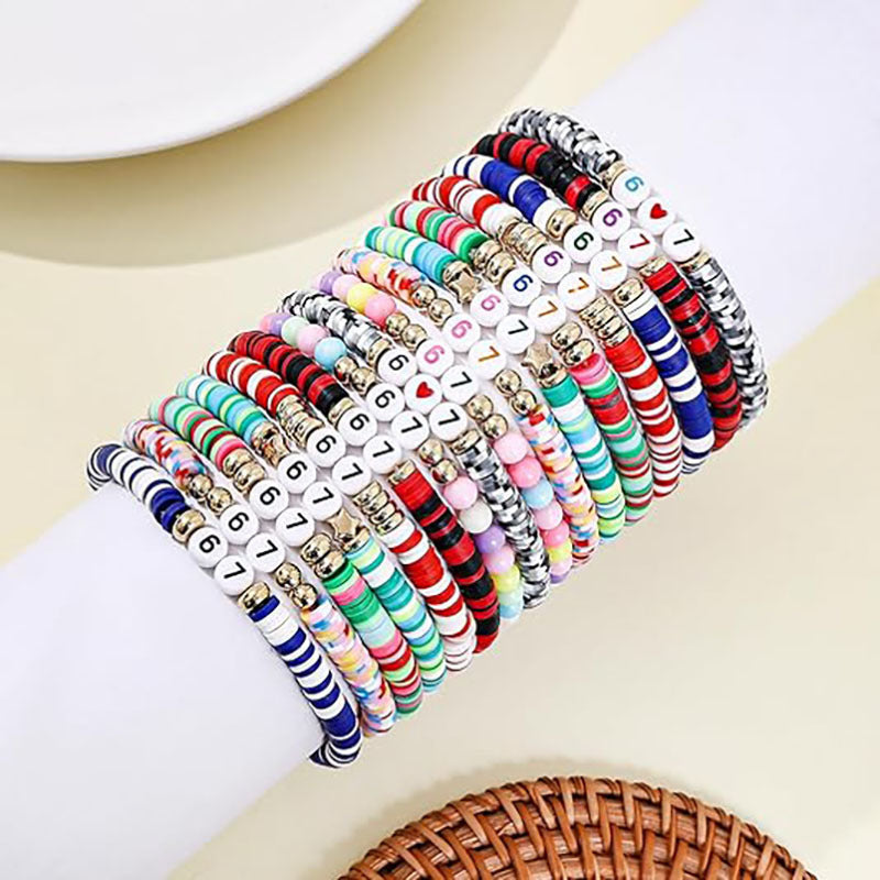 Casual Number Letter Resin Bracelet Unisex Jewelry Gift
