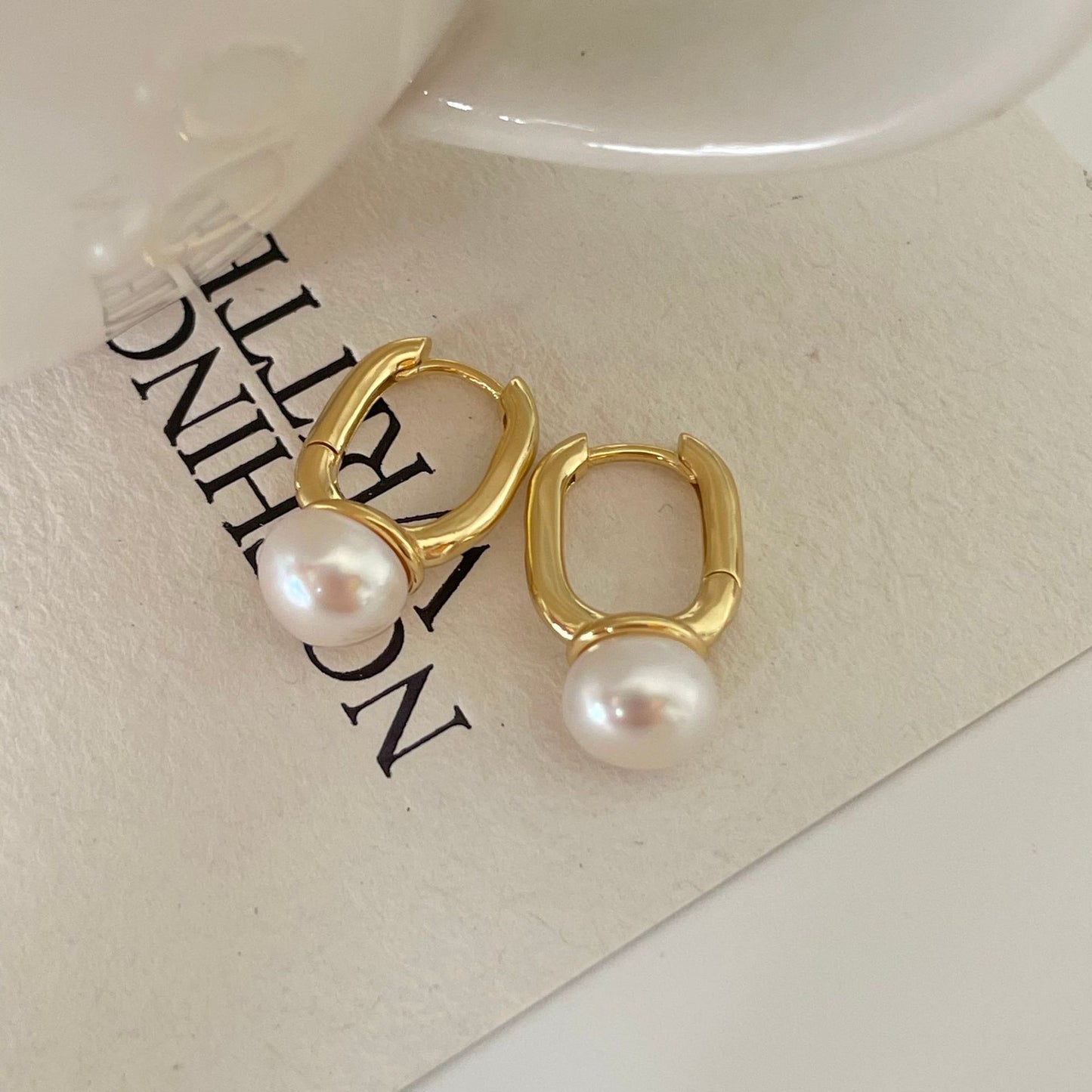Pendientes de perla cultivada de plata de ley 925 minimalistas con forma de gota de agua para mujer