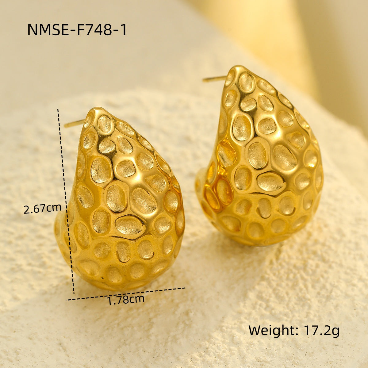 Pendientes de tuerca geométricos huecos de acero inoxidable vintage con acabado chapado para mujer