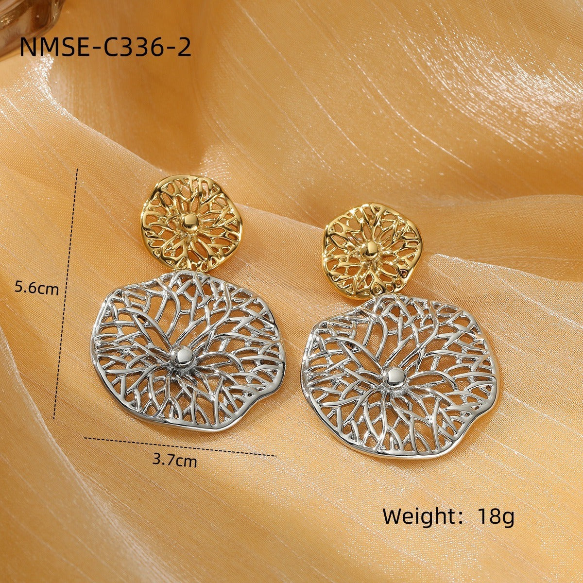 Pendientes de acero inoxidable circulares irregulares minimalistas con diseño hueco y acabado chapado para mujer