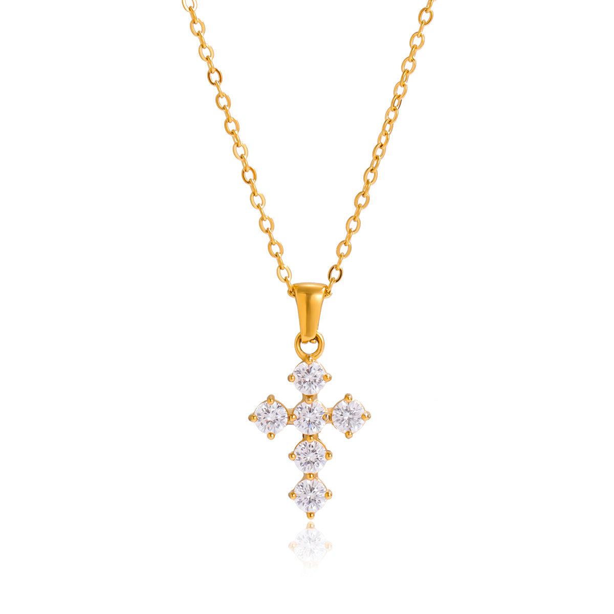 Collana Pendente a Croce Minimalista da Donna in Acciaio Inox con Placcatura in Oro PVD