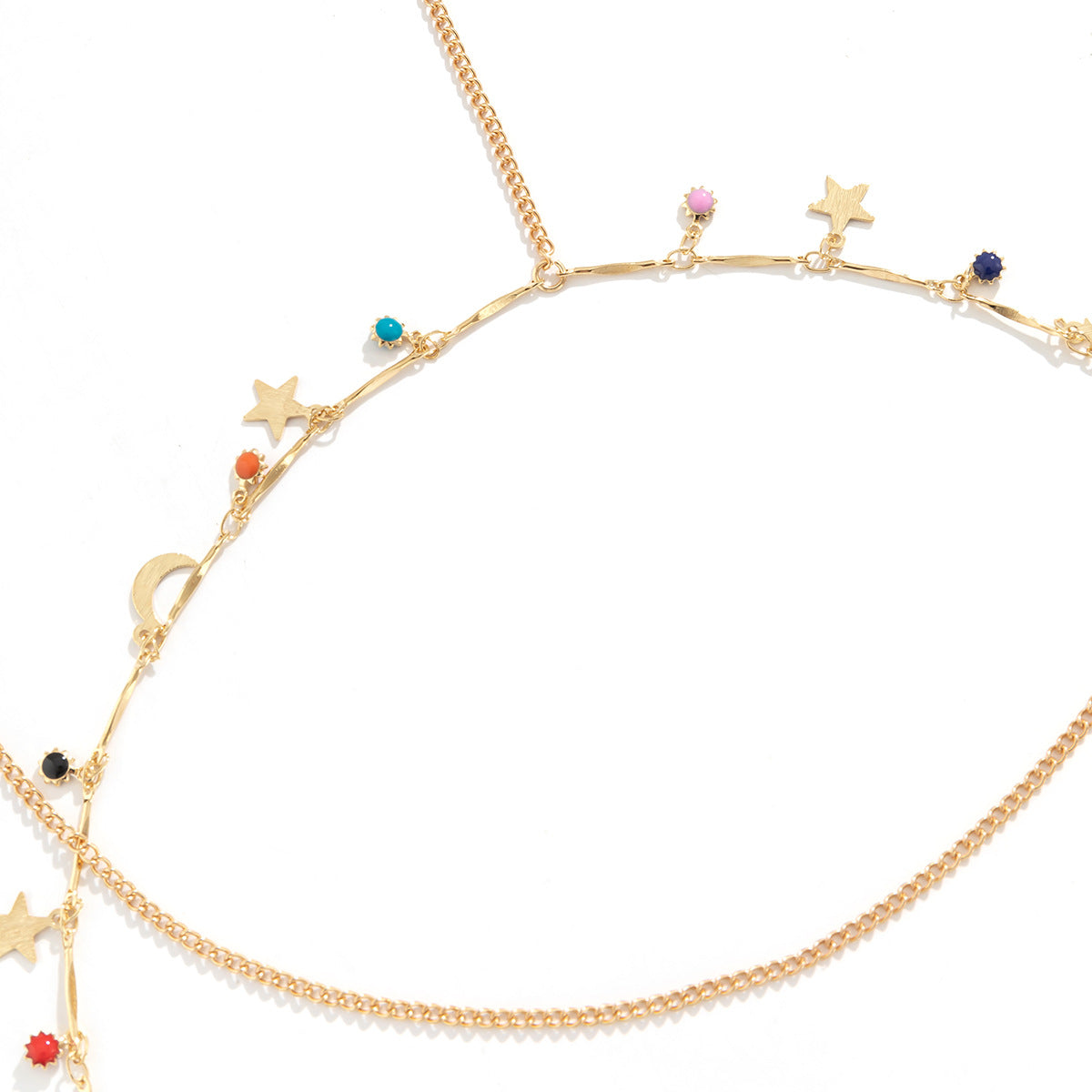 Catena a corpo a stella minimalista in lega da donna con finitura smaltata e design a frange