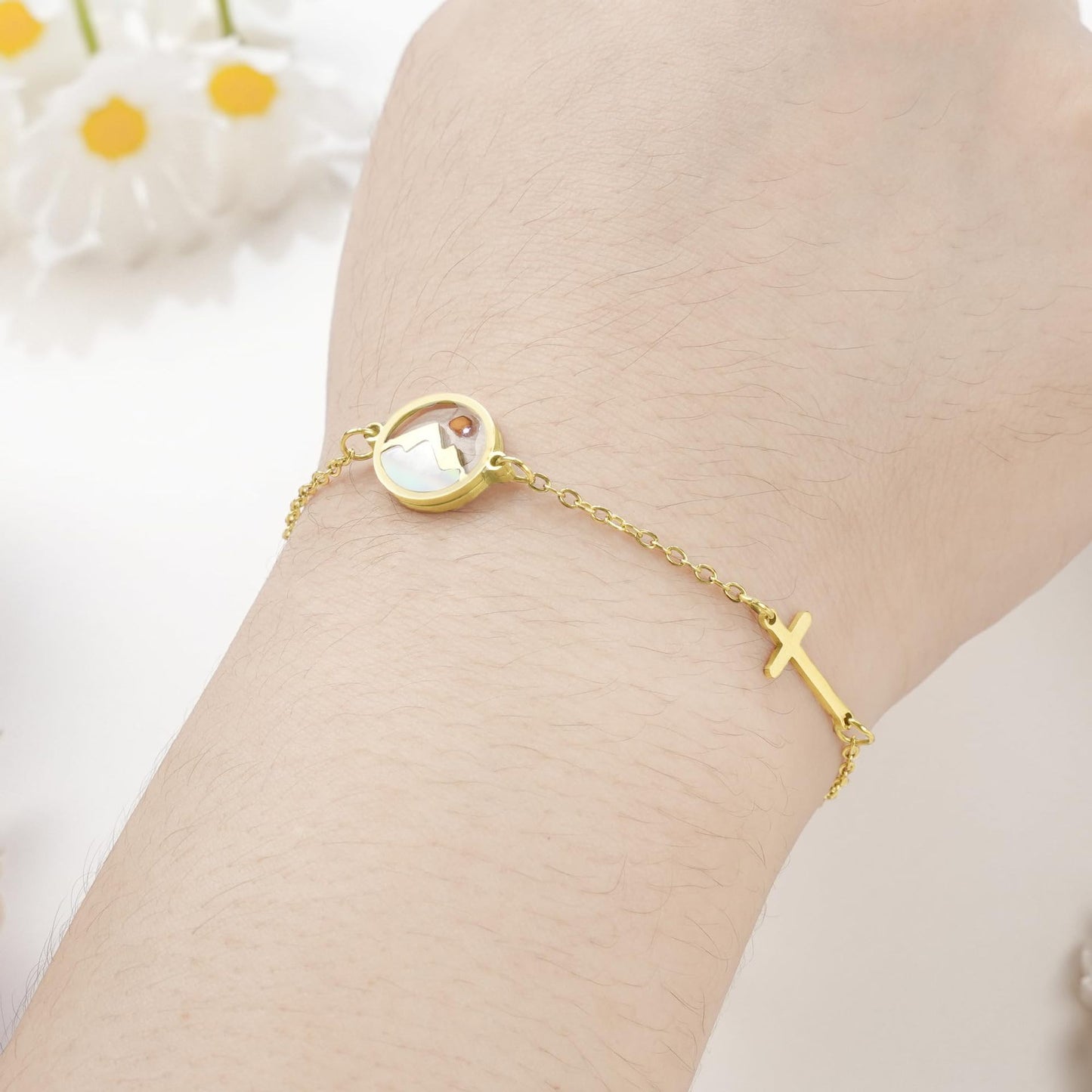 Luxury Elegant Geometric Floral Stainless Steel Bracelet for Women