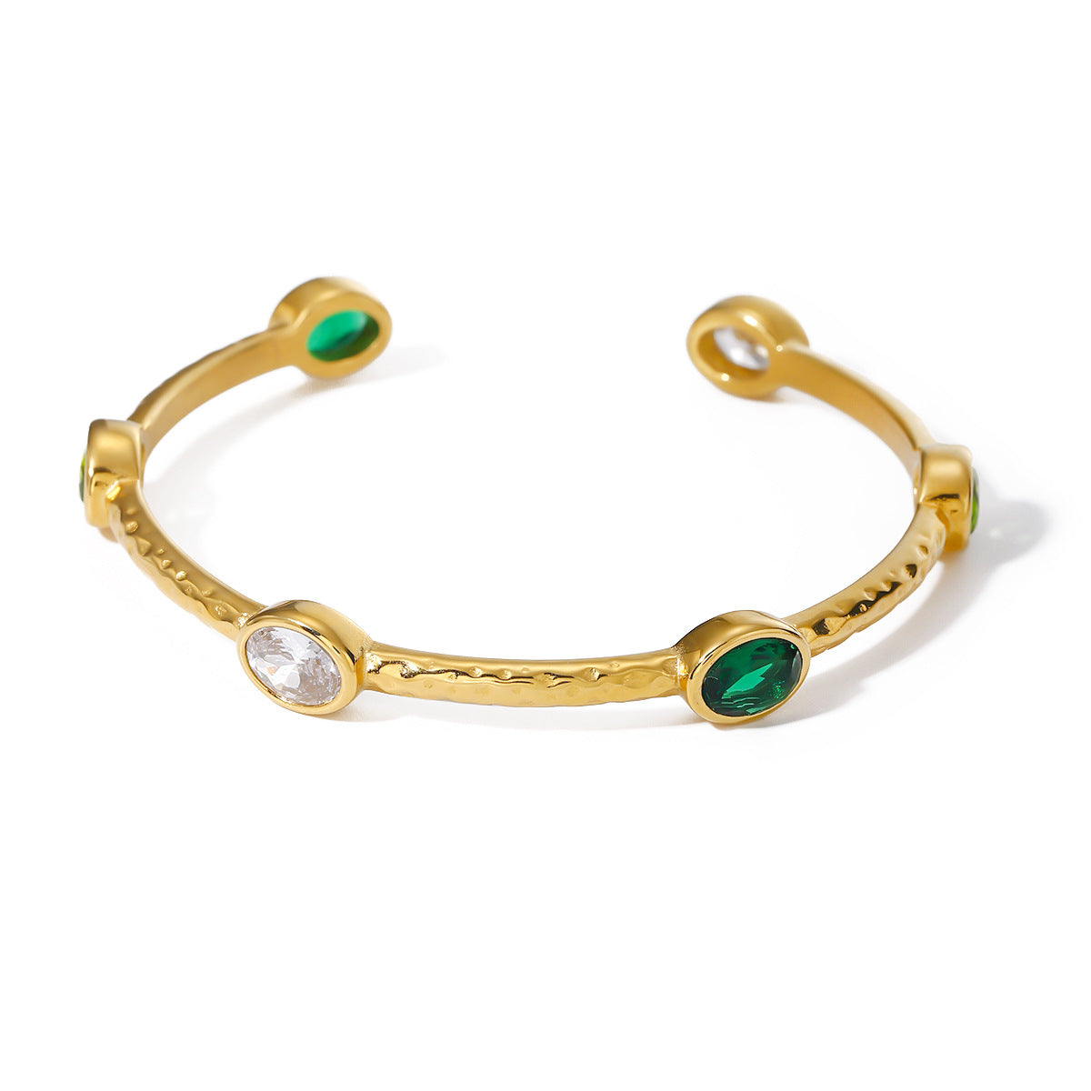 Minimalist Geometric Stainless Steel Bracelet with Rhinestone Accents Plated in 18K Gold Tone Titanium Steel for Women