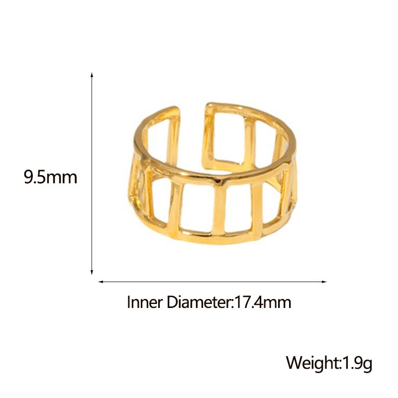 Minimalist Geometric Stainless Steel Ring with 18K Gold Plating for Women, Hypoallergenic and Fade-Resistant Fashion Jewelry