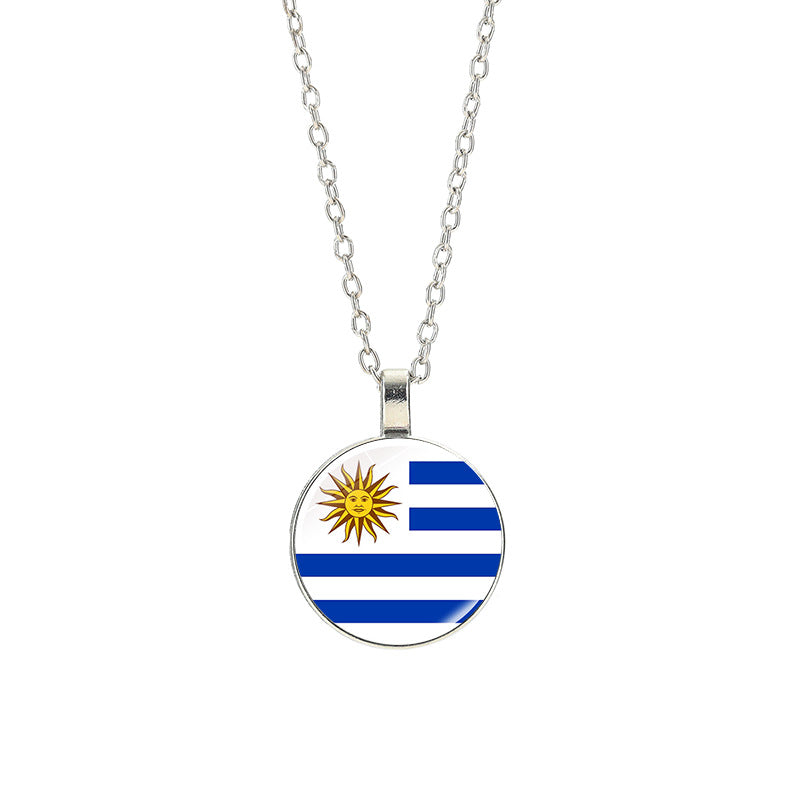 Sporty Geometric Alloy Plated Necklace with Crystal Pendant Unisex Cable Chain