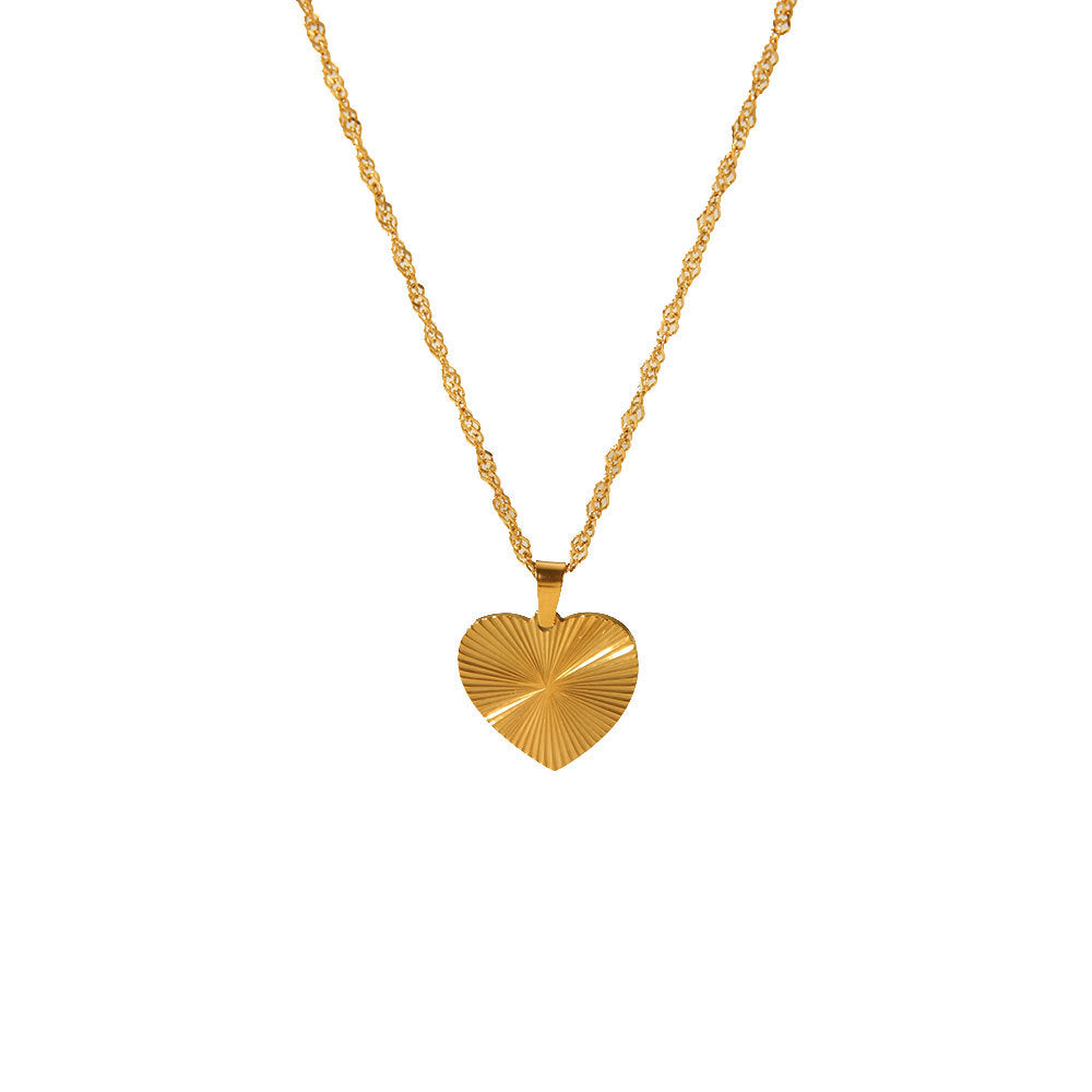 Minimalist Heart-Shaped Titanium Steel Necklace with Electroplated Finish for Women