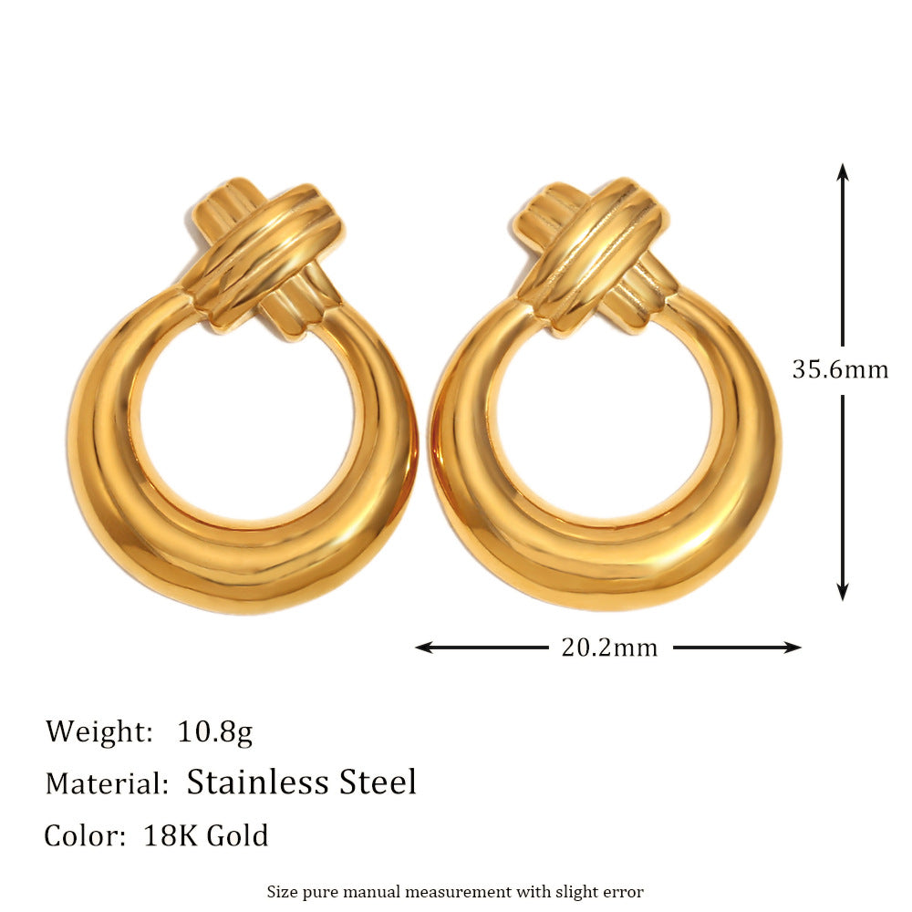 Orecchini a Cerchio a Forma di Aragosta Geometrica in Acciaio Inossidabile con Placcatura in Oro 18K da Donna
