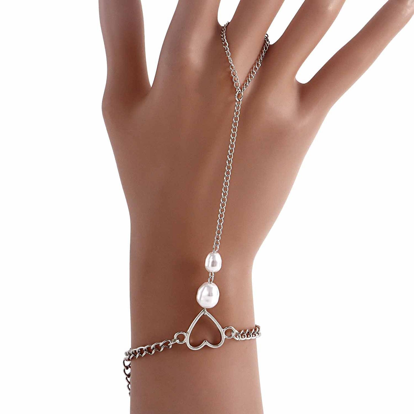 Bracciale Punk in Lega a Cuore con Intarsio di Strass da Donna, Accessorio di Moda Geometrico Elettroplaccato