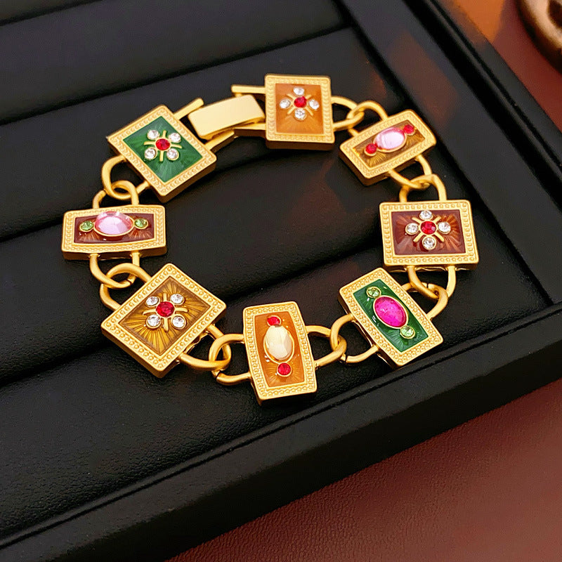 Juego de collar con colgante de mariposa y lazo floral vintage con acabado esmaltado en aleación para mujer Incluye pendientes, pulsera y cadena para clavícula