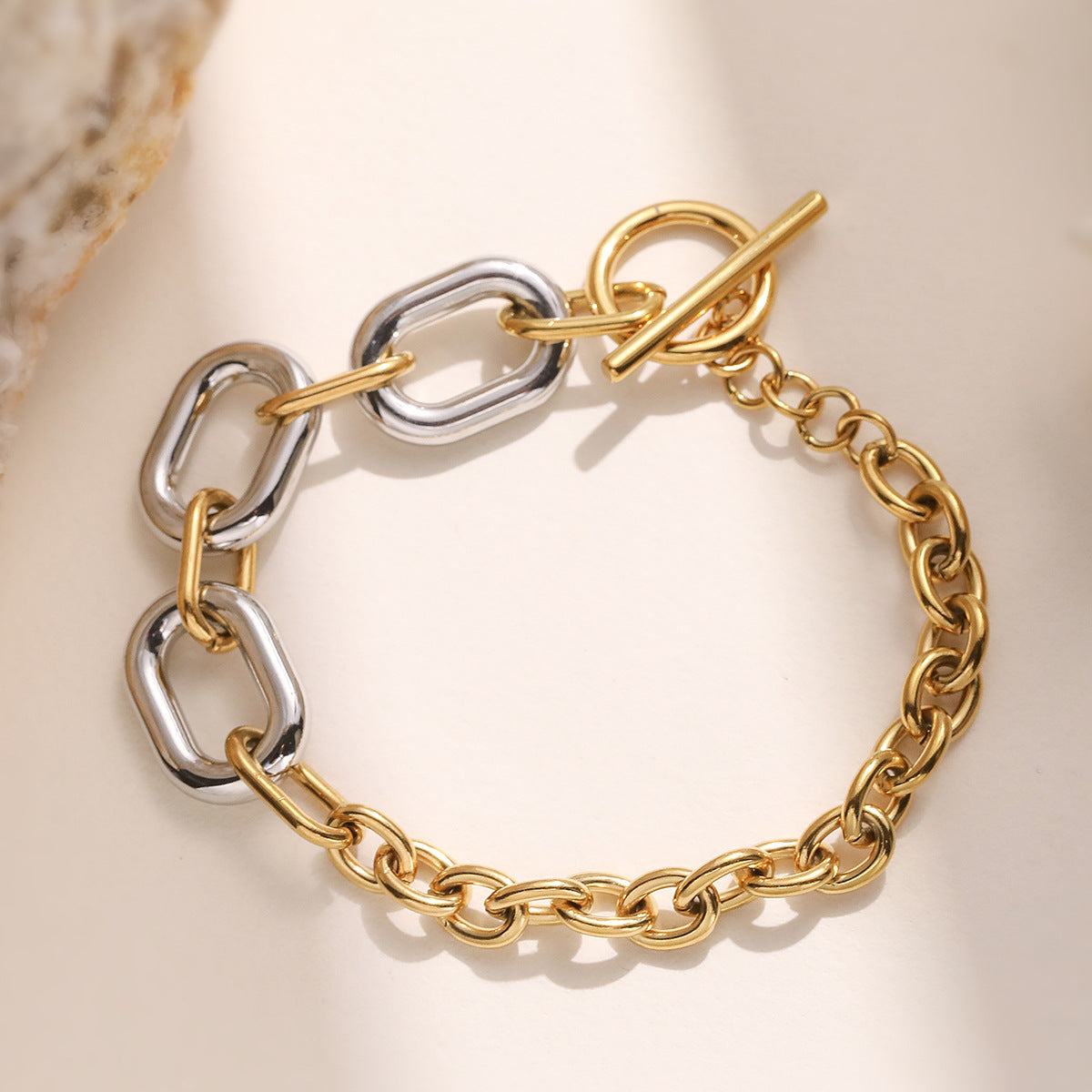 Geometric Plated Stainless Steel Bracelet for Women