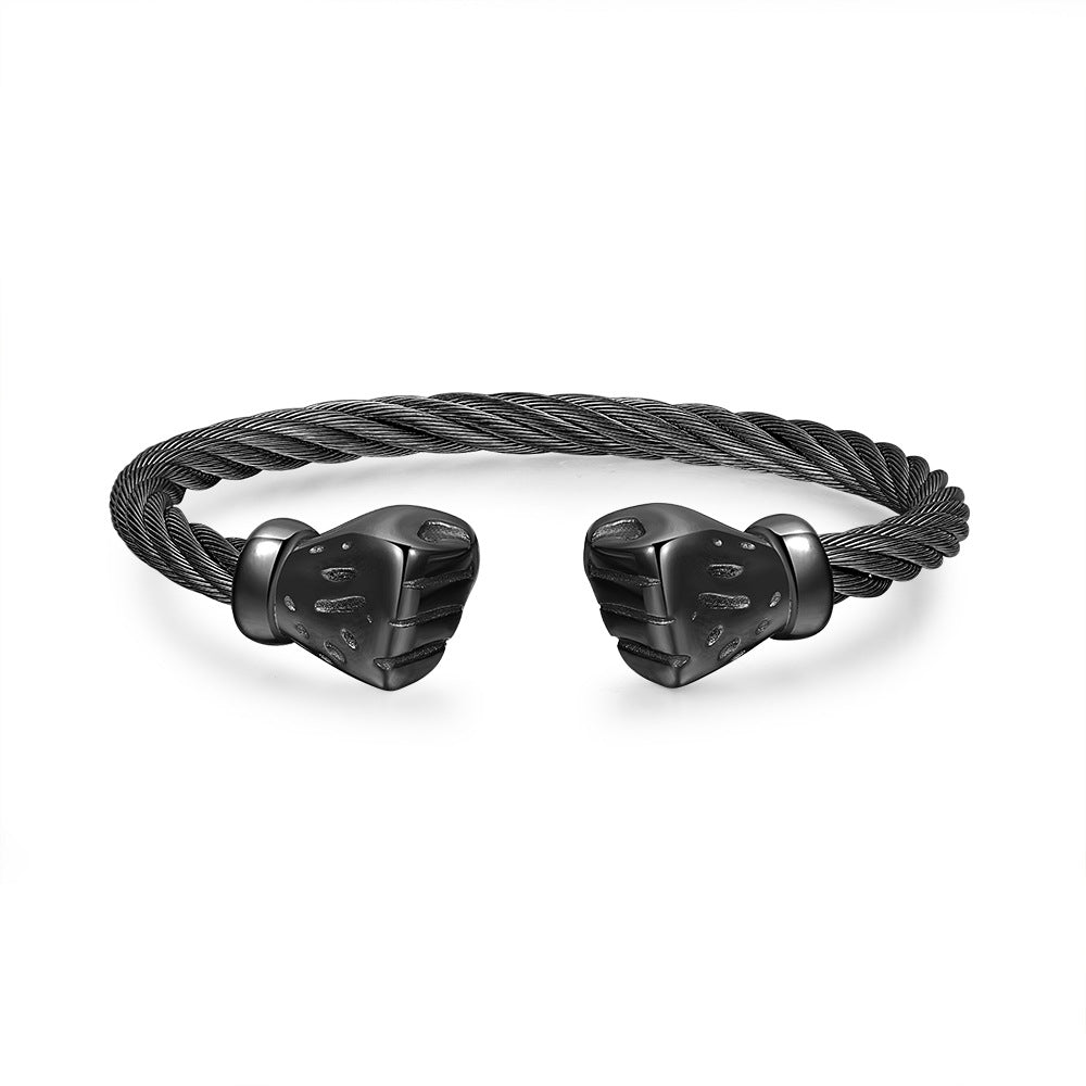 Hip-hop Punk Geometric Stainless Steel Boxer Open Cuff Bracelet