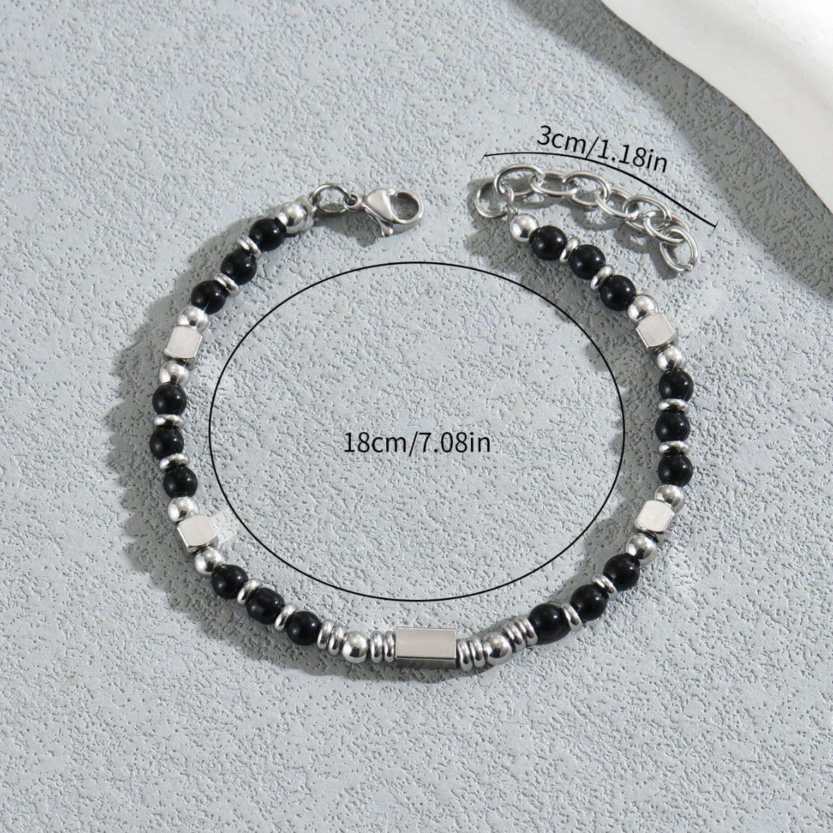 Pulsera vintage geométrica para hombres y mujeres con cuentas de piedra natural y acero inoxidable, diseño trenzado para recuerdo de viaje