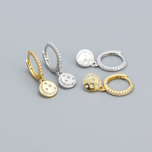 Eleganti orecchini a cerchio da donna in argento sterling 925 con stella, luna e zirconi cubici