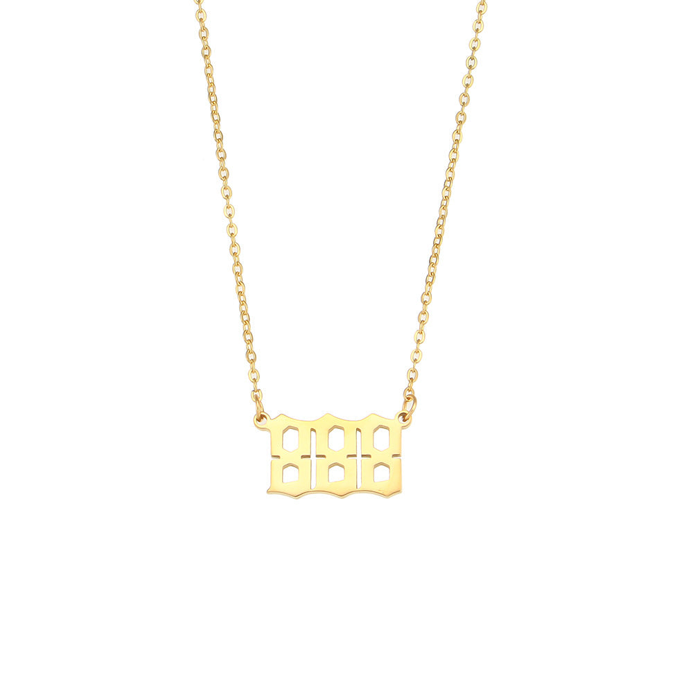 Fashionable Minimalist Numeric Pendant Necklace for Women in Stainless Steel with Plated Finish
