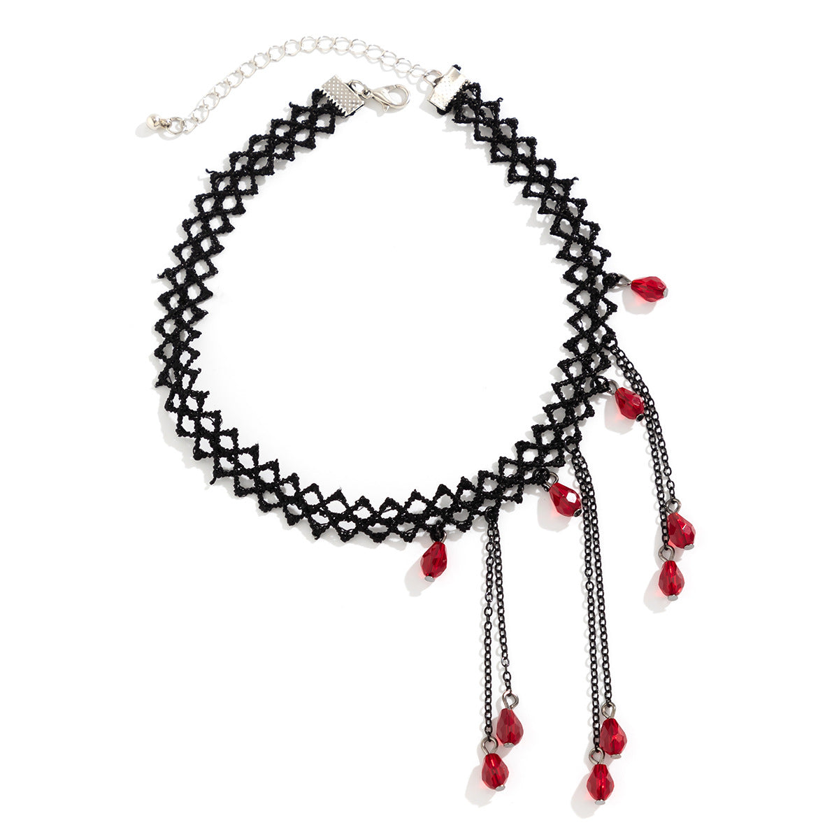 Collar con Colgante Geométrico Estilo Gótico con Detalles de Rhinestones y Borla para Mujer